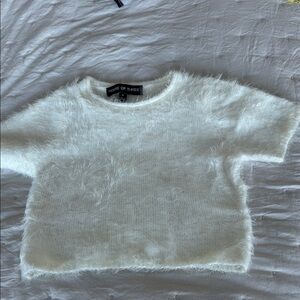 House of Three Women's Cream Fuzzy Sweater